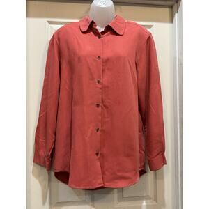 Bechamel Woman Burgundy Red Button Down Shirt Top Large